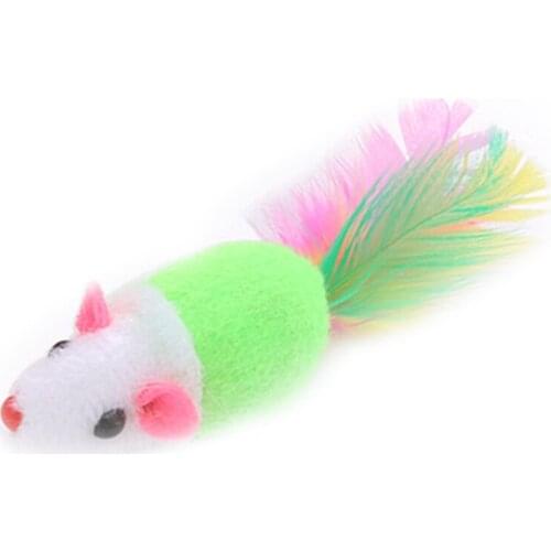 Legendog 1pc Funny Cat Mouse Toy Artificial Plush Mouse Kitten Toy Feather Cat Interactive Toy Kitten Chew Toy Pet Training Toy
