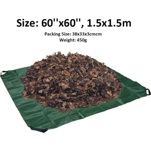 Lvju Yard Waste Tarp 60 x 60 inch 1.5x1.5m Leaf Lawn Clean Up Gardening Accessories Trash Bag Clean-up Heavy Duty Reusable Bag