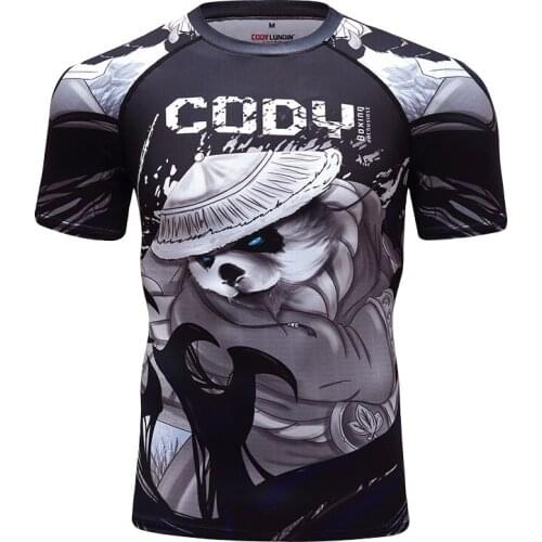2021 Summer New Mens Short Sleeve Cartoons Printing Tops Running Round-Neck Jiu Jitsu Fitness Sports T Shirt