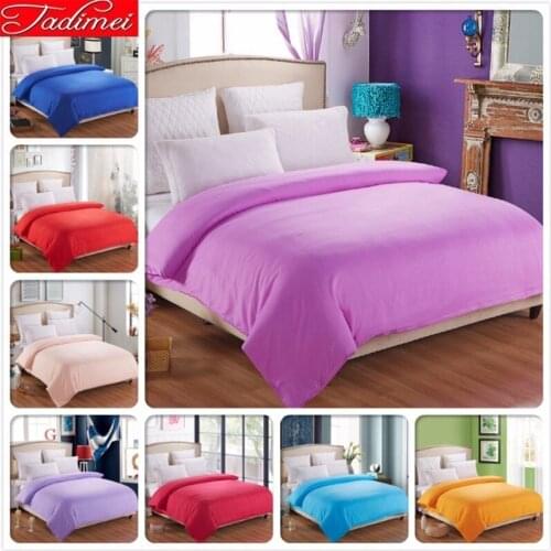 Plain Pure Color 1 piece Duvet Cover Quilt Comforter Blanket Case Adult Kids Soft Cotton Bedding Bag Single Full Queen King Size