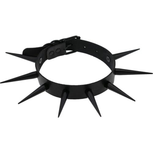 Big Black Spike Rivets Wild Punk Rock Leather Harness Choker Necklaces Women Gothic Harajaku Statement Party Anime Rave Jewelry