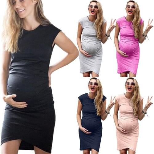 Maternity Dresses Fashion Pregnancy Clothes Pregnant Women Dress Summer Cotton Knee-length Dresses Maternity Mummy Clothing