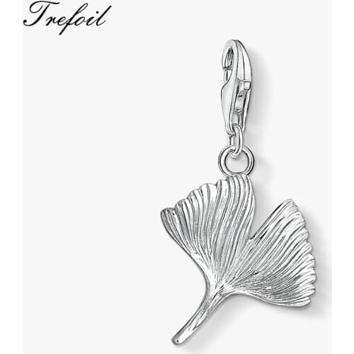Ginkgo Leaf Pendant Pendant,2019 New Fashion Jewelry 925 Sterling Silver Trendy Gift For Women Girls Fit Bracelet Necklace Bag