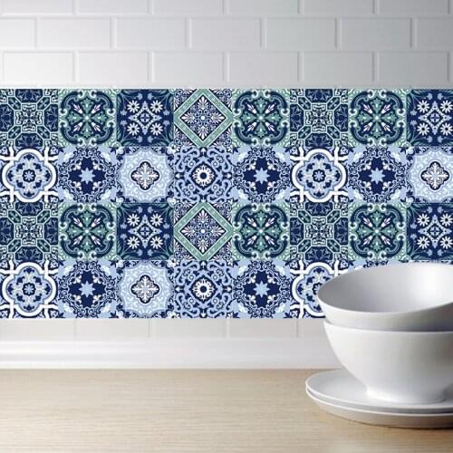 Retro Tiles Wall Stickers for Bathroom kitchen Tile Stickers Decor Adhesive Waterproof PVC Wall Stickers Kitchen Waist Line