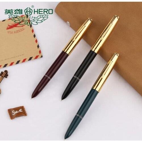 HERO 616 Authentic Elegant Fountain Pen 616-2 Golden Clip Cap Financial Ink Pen Iridium Fine Nib 0.5mm For Office & School