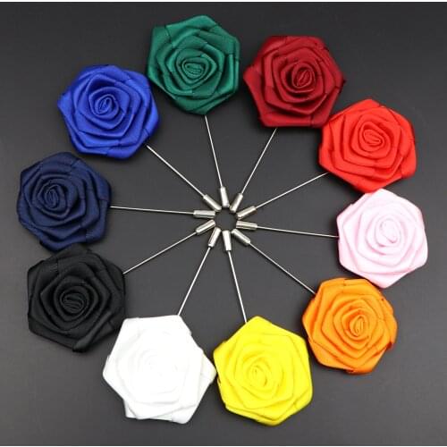 Bridegroom Wedding Brooches Mens Cloth Art Hand Made Rose Flower Brooch Lapel Pin Badge Boutonnieres Groom Suit Accessories