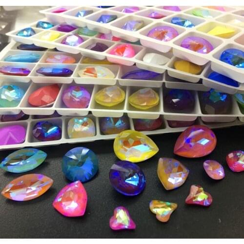 TopStone Mix Mocha AB Colors K9 Glass Crystal Round Rivoli Drop Navette Square Triangle Heart Pointback Fancy Stones