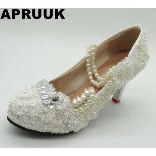 Fashion handmade womens wedding pumps shoes beading buckle straps female bridal pumps shoes low high heels bride shoe