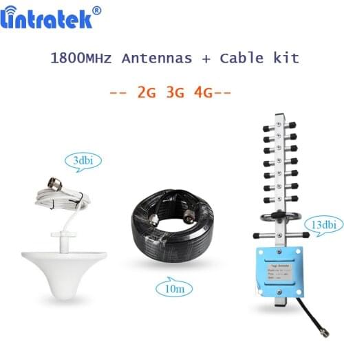 Outdoor Yagi Antenna lte 1800+Indoor Ceiling Antenna DCS+10m Cable for Cellphone Signal Booster 2G/4G Band 3 Accessories set S19