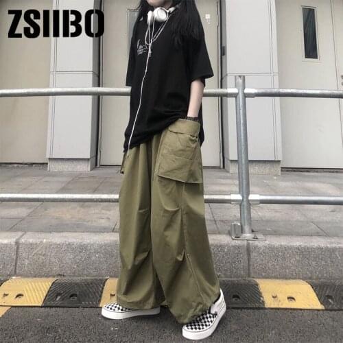Vintage plaid pants elastic waist pants women high waist plus size wide leg Pants Casual female korean trousers women sweatpants