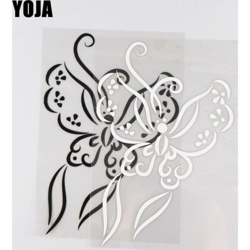 YOJA 12.3×18.6CM Butterfly Vinyl Flying Animal Decal Beautiful Car Sticker Black/Silver 19C-0033