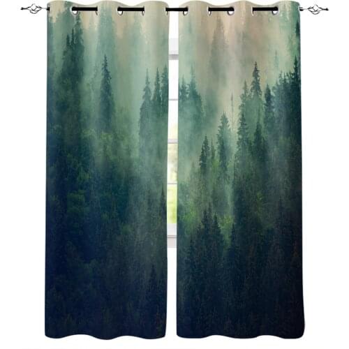 Misty Mountains Forest Blackout Curtains For Living Room Bedroom Printed Window Treatment Drapes Home Decor