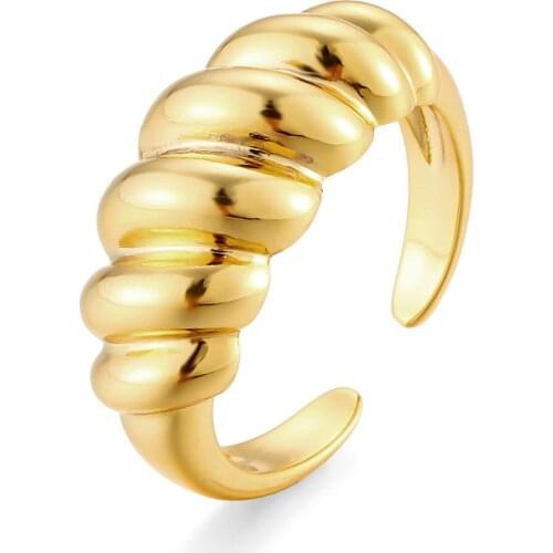 Statement Croissant Rings for Women Irregular Braided Twisted Ring Chunky Dome Screw Thread Open Ring Party Accessories Gifts