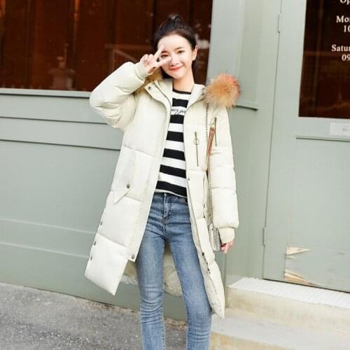 2019 Autumn And Winter New Pattern Long Easy Enlarge Code Down Cotton Woman Fat Thickening Cotton-padded Clothes Woman