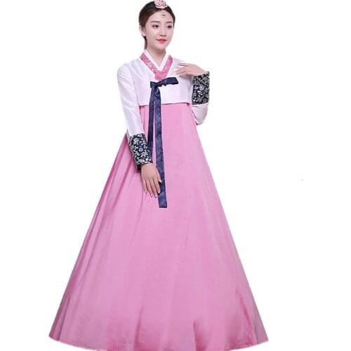 Women Korean Traditional Long Sleeve Hanboks Dancing Dress Cosplay Costume
