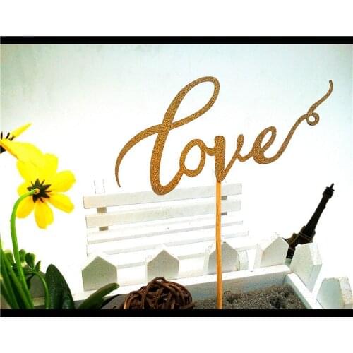 Gold Personalized Glitter Calligraphy Love Cake Toppers Birthday Party Baby Shower Cake Decorations