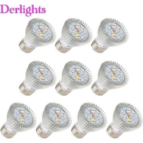 10pcs/lot full specturrm 18W LED Grow Light 18 Leds AC85-265V E27 LED Indoor Plant Grow Lights phyto LEDs for plants