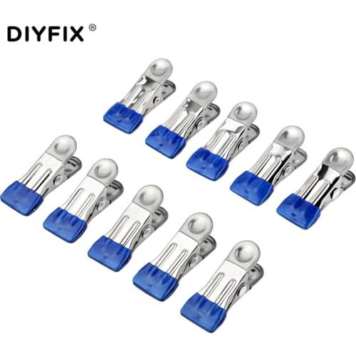 DIYFIX 10Pcs Metal Clip Fixture Multi-purpose Fastening Clamp for Mobile Phone Tablet Glued LCD Screen Repair Tools Set