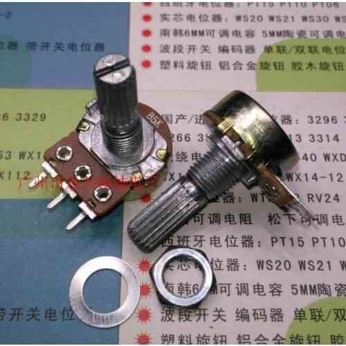 100PCS WH148 single long handle rachides potentiometer B5K 20MM power amplifier volume potentiometer 5K 3 feet