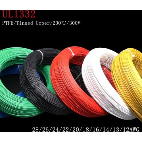 12AWG UL1332 PTFE Wire 1 meter OD 3mm FEP Plastic Insulated High Temperature Electron Cable Lamp DIY Tinned Copper Line 300V