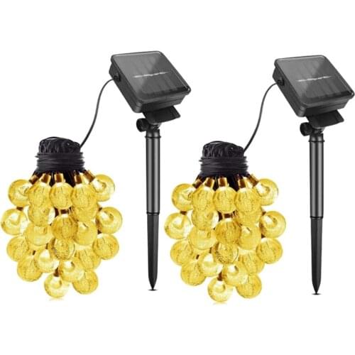 2-Pack 100 LED Crystal Solar Lights Outdoor Decorative, Solar Powered Patio Lights For Garden Yard Party (Warm White)