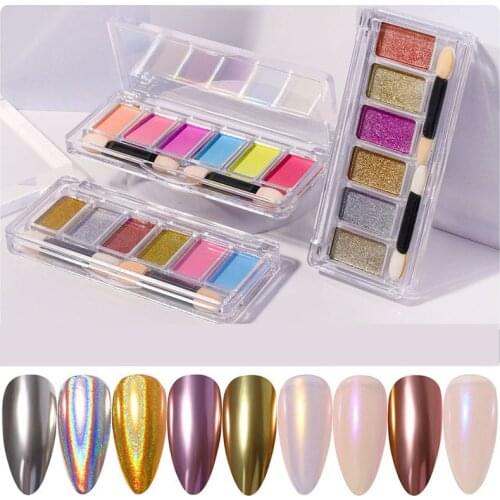 3 Colors/Set Solid-State Magic Mirror Powders Fairy Aurora Nail Art Paintings Dust Decorations Manicure DIY Plate Set
