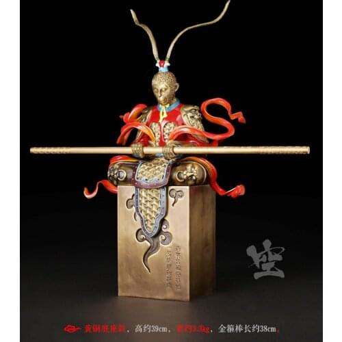 39CM - home office TOP COOL heroism ART- Business Hero efficacious Talisman WU KONG KING bronze Hand Carving art sculpture