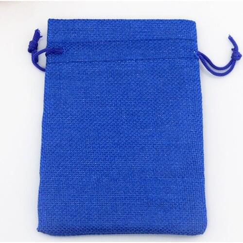 50pcs/lot 10*14cm royal blue Jute Bag Drawstring Gift Bag Incense Storage Linen Bag Cosmetic Jewelry Packaging Bags