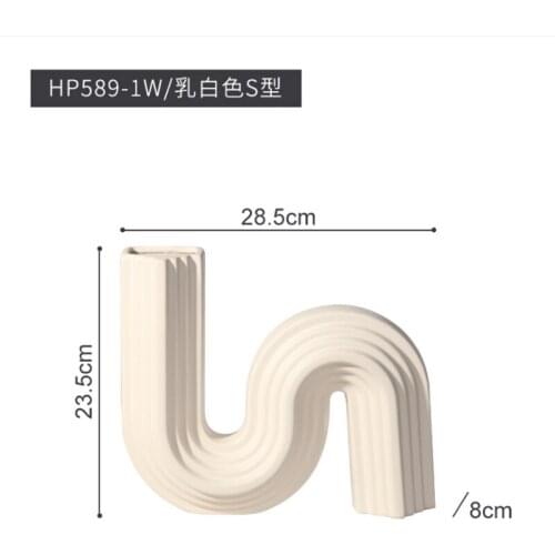 White ceramic vase living room decoration home decor flower container modern wedding centerpiece Table Top Vase for Floral H22cm
