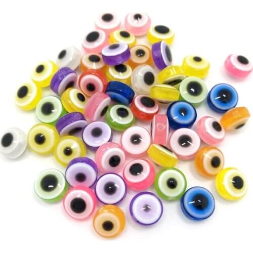 Free Shipping 500pcs 8mm mix color evil eye resin beads fit European bracelet and necklace DY