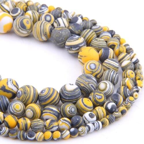 Matte Natural stone beads Yellow Malachite Round Loose Stone Spacer Beads for DIY Necklace Bracelet Jewelry Making Size 4 -12mm