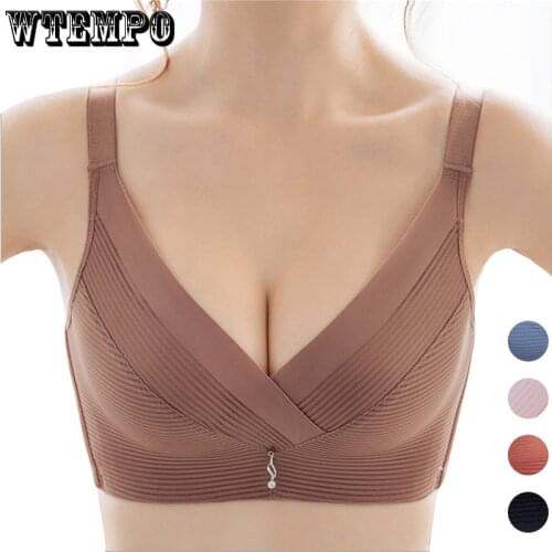 Wireless Bras Women Push Up Deep V Sexy Plus Size Brassieres Wide Straps Pleated Bralette Wire Free Bra Gaotui Underweaer Female