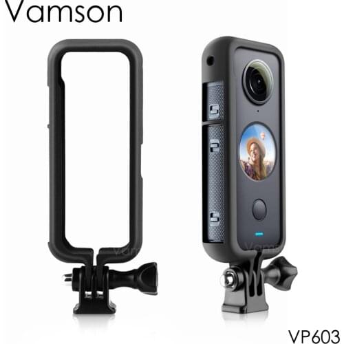 Vamson for Insta 360 Stand Cover Easy to Charge Protective Frame Case Adapter Mount for Insta360 One X2 Accessories VP603