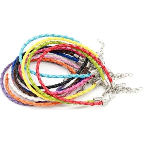 Cheap Bracelet 60pcs/lot Mix Colors Weave Braide Imitation Leather Bracelet Cord For Fashion Jewelry Bracelet DIY Making