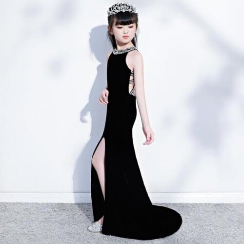 Childrens Clothing Dresses 2020 Kids Catwalk Costume Beading Design Mermaid Gown Wedding Birthday Party Dress For Girls L625