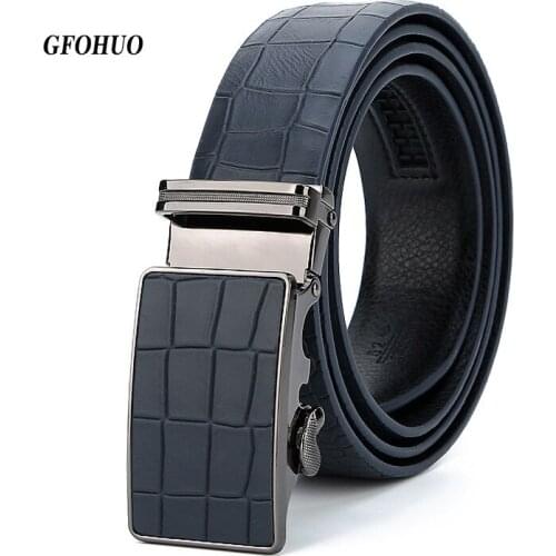 GFOHUO High quality brand luxury automatic buckle cowhide belt Genuine leather belts for men personality alligator pattern