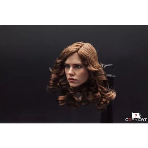 Collection 1:6 Scarlett Johansson Black Widow Head Sculpt With Brown Curly Hair Female Headplay Model For 12" Female Figure Toy