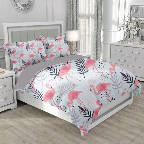 Design 3d Flamingo Comforter Bedding Sets Cute Bed Linen Animal Black Cat Adult Kids Duvet Cover Set Wolf Quilt Cover 2/3pcs