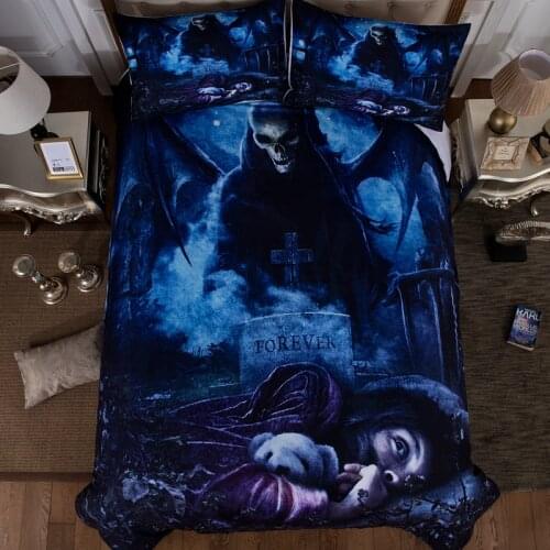 Wongsbedding HD Nightmare Bedding Set Skull Customized Duvet Cover Sets Twin Full Queen King Size 3PCS Bedding