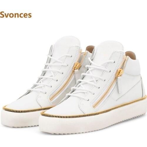2019 Fashion Casual White Sneakers Man Flats Platform Zipper Designer Comfortable Shoes Unisex Low-heeled Female Shoe Euro size