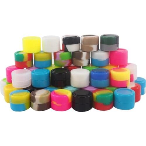 100PCS 2ml Silicone Wax Container oil Jars Dab Round Shape Silicone Container for Oil Wax Vaporizer E Cigarette
