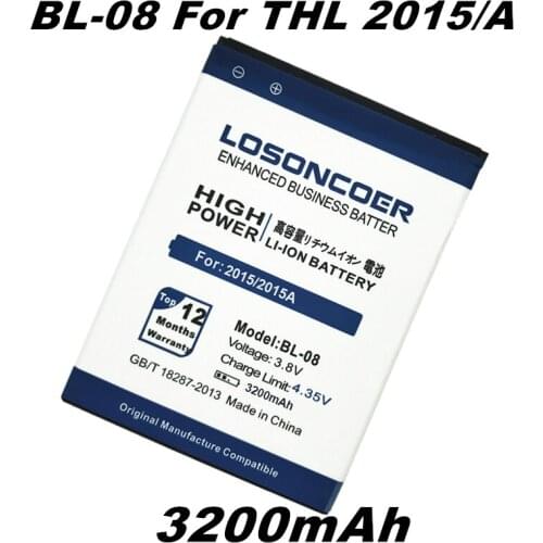 LOSONCOER 3200mAh BL-08 For THL 2015 Bateria / THL 2015A Battery Batterie Bateria ACCU AKKU PIL