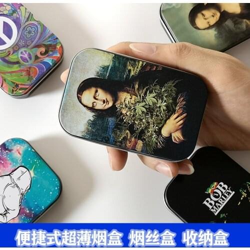 Fashion Funny creative storage box cigarette case Mona Lisa smoking Holder accessories tobacco cigarettes rolling paper box