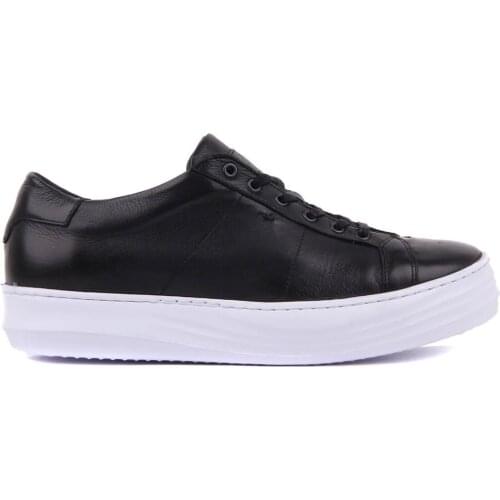 Sail-Lakers Black Genuine Leather Men Casual Shoes Man Sneakers