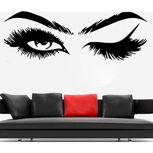 Eyebrows Wall Sticker Eyelashes Vinyl Decal Woman Bedroom Wall Decoration Accessories Girls Room Decor Lashes Brows Art Mural