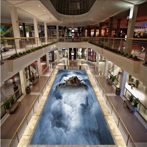 Custom Photo Floor Wallpaper Snake 3D painting Bathroom Mural PVC Wallpaper Self-adhesive Waterproof Decorative floor stickers