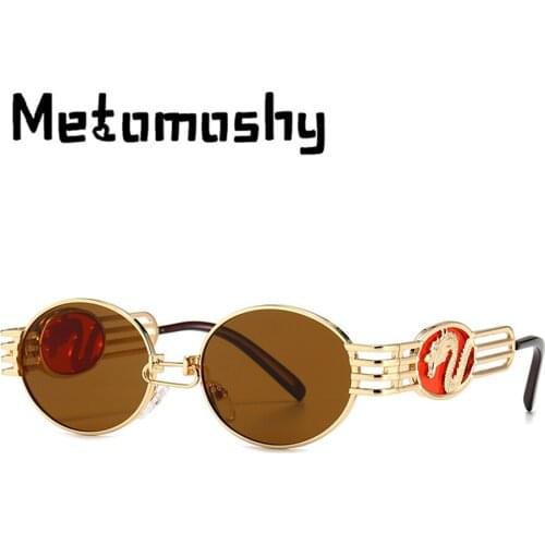 2020 New Round Sunglasses Men Women Steampunk Dragon Glasses Metal Frame Brown Black Sun Glasses Vintage Lunette De Soleil Femme