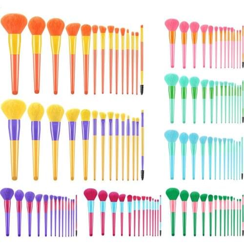 2021 New Rainbow Series 14pcs Makeup Brushes set-7Colours Available To Choose-Synthetic Hair Wooden Handle Beauty Tool Cosmetic