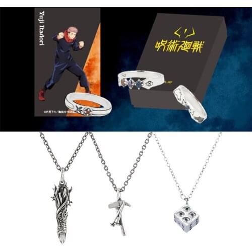 Anime Jujutsu Kaisen Necklace Itadori Yuji Cosplay Accessories Gojo Satoru Ring Kugisaki Nobara Pendant Suit