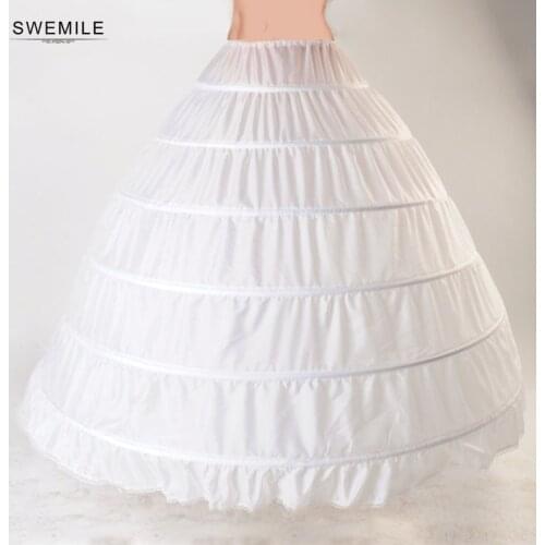 Lace Edge 6 Hoop Petticoat Underskirt For Ball Gown Wedding Dress Tulle Jupon Mariage Underwear Crinoline Wedding Accessories